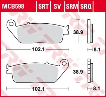 3 309 р. Тормозные колодки TRW MCB598  mcb598  с доставкой в г. Майкоп. Увеличить фотографию 1