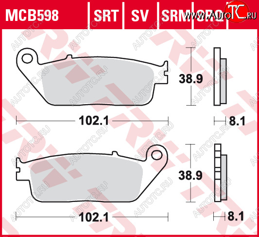 3 309 р. Тормозные колодки TRW MCB598  mcb598  с доставкой в г. Майкоп