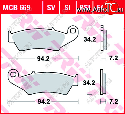 3 309 р. Тормозные колодки TRW MCB669  mcb669  с доставкой в г. Майкоп