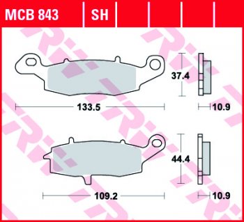 4 089 р. Тормозные колодки TRW MCB843SH  mcb843sh  с доставкой в г. Майкоп. Увеличить фотографию 1