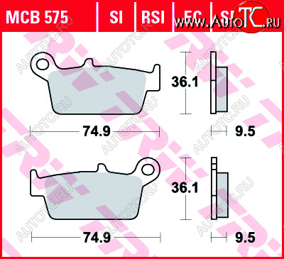 3 019 р. Тормозные колодки TRW MCB575SI  mcb575si  с доставкой в г. Майкоп