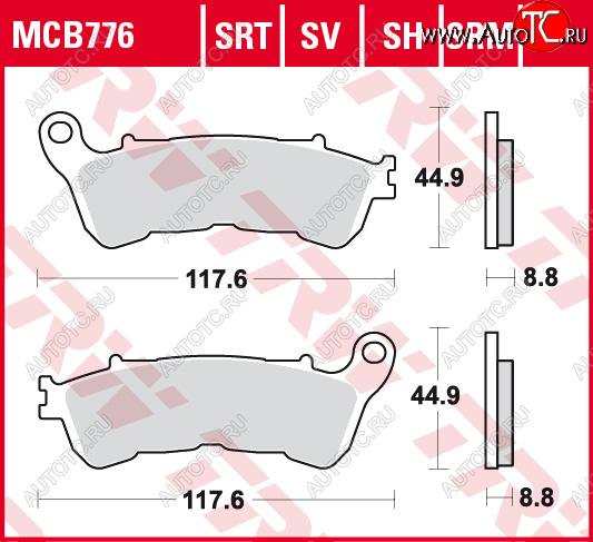 5 449 р. Тормозные колодки TRW MCB776SV  mcb776sv  с доставкой в г. Майкоп
