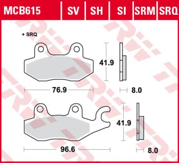 3 309 р. Тормозные колодки TRW MCB615  mcb615  с доставкой в г. Майкоп. Увеличить фотографию 1