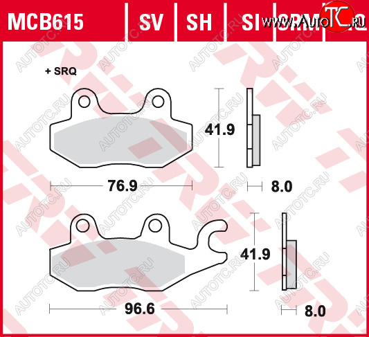 3 309 р. Тормозные колодки TRW MCB615  mcb615  с доставкой в г. Майкоп