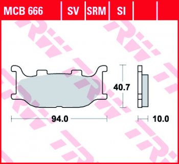3 889 р. Тормозные колодки TRW MCB666SV  mcb666sv  с доставкой в г. Майкоп. Увеличить фотографию 1