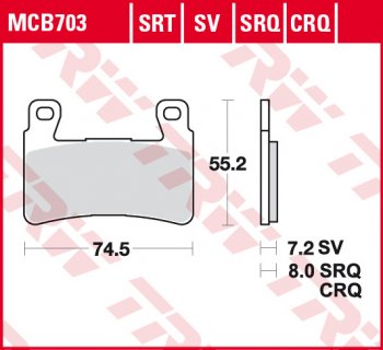 3 309 р. Тормозные колодки TRW MCB703  mcb703  с доставкой в г. Майкоп. Увеличить фотографию 1