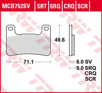 4 479 р. Тормозные колодки TRW MCB752SRT  mcb752srt  с доставкой в г. Майкоп. Увеличить фотографию 1