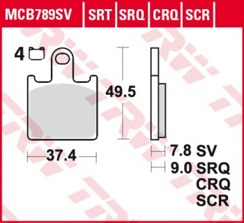 5 449 р. Тормозные колодки TRW MCB789SV  mcb789sv  с доставкой в г. Майкоп. Увеличить фотографию 1