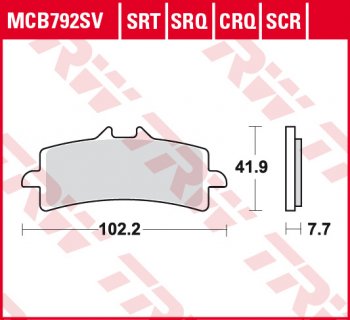 5 449 р. Тормозные колодки TRW MCB792SRT  mcb792srt  с доставкой в г. Майкоп. Увеличить фотографию 1