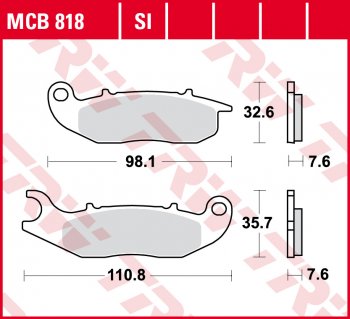 2 919 р. Тормозные колодки TRW MCB818SI  mcb818si  с доставкой в г. Майкоп. Увеличить фотографию 1