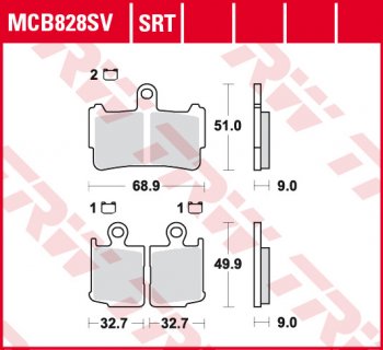 5 259 р. Тормозные колодки TRW MCB828SV  mcb828sv  с доставкой в г. Майкоп. Увеличить фотографию 1