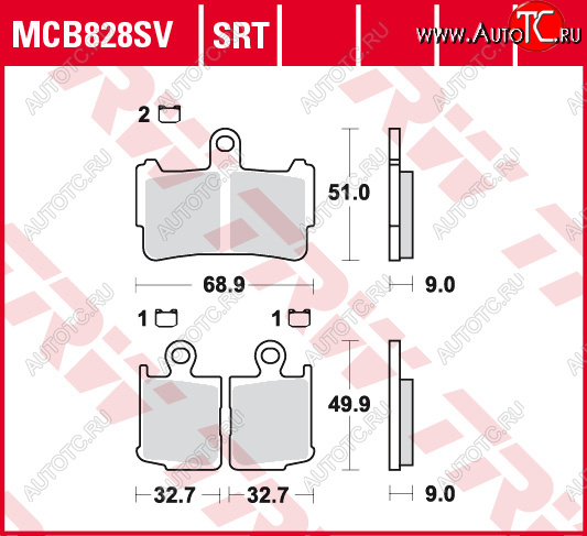 5 259 р. Тормозные колодки TRW MCB828SV  mcb828sv  с доставкой в г. Майкоп