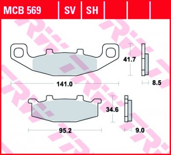 3 309 р. Тормозные колодки TRW MCB569  mcb569  с доставкой в г. Майкоп. Увеличить фотографию 1