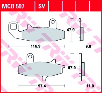 3 889 р. Тормозные колодки TRW MCB597SV  mcb597sv  с доставкой в г. Майкоп. Увеличить фотографию 1