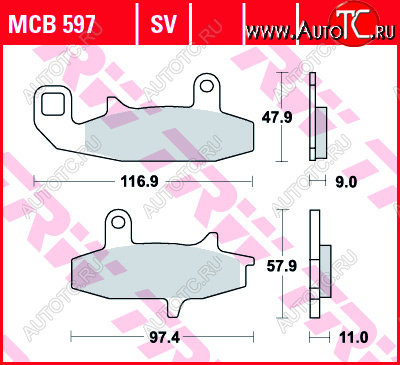 3 889 р. Тормозные колодки TRW MCB597SV  mcb597sv  с доставкой в г. Майкоп