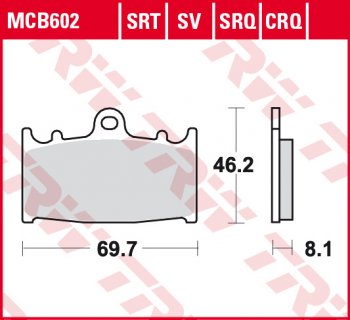 4 479 р. Тормозные колодки TRW MCB602SRT  mcb602srt  с доставкой в г. Майкоп. Увеличить фотографию 1