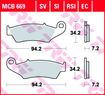 3 889 р. Тормозные колодки TRW MCB669SV  mcb669sv  с доставкой в г. Майкоп. Увеличить фотографию 1