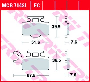 3 109 р. Тормозные колодки TRW MCB714SI  mcb714si  с доставкой в г. Майкоп. Увеличить фотографию 1