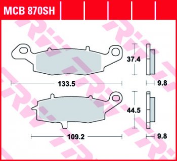 3 889 р. Тормозные колодки TRW MCB870SH  mcb870sh  с доставкой в г. Майкоп. Увеличить фотографию 1