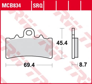 3 889 р. Тормозные колодки TRW MCB834SV  mcb834sv  с доставкой в г. Майкоп. Увеличить фотографию 1