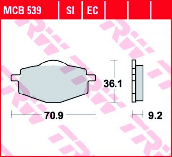 2 919 р. Тормозные колодки TRW MCB539  mcb539  с доставкой в г. Майкоп. Увеличить фотографию 1
