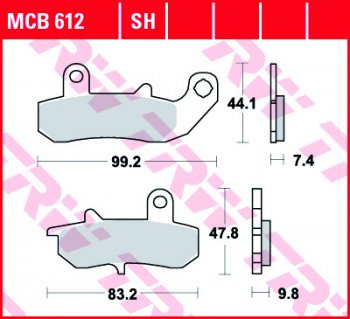 3 889 р. Тормозные колодки TRW MCB612SH  mcb612sh  с доставкой в г. Майкоп. Увеличить фотографию 1