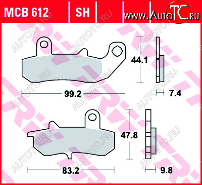 3 889 р. Тормозные колодки TRW MCB612SH  mcb612sh  с доставкой в г. Майкоп