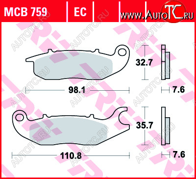 2 629 р. Тормозные колодки TRW MCB759  mcb759  с доставкой в г. Майкоп