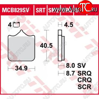 5 449 р. Тормозные колодки TRW MCB829SV  mcb829sv  с доставкой в г. Майкоп