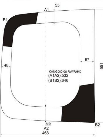 6 899 р. Стекло заднее (Цвет зеленый) Renault Kangoo 08-16 XYG KANGOO-08 RW/RH/X  с доставкой в г. Майкоп. Увеличить фотографию 1
