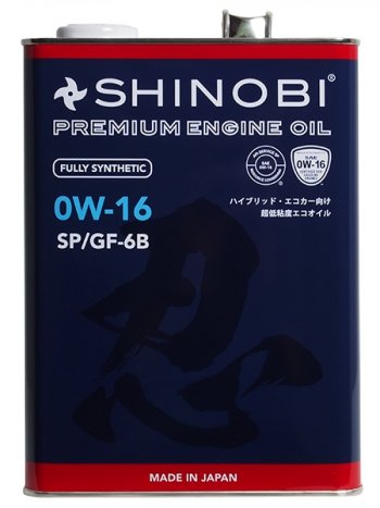 3 399 р. Масло моторное синтетическое SHINOBI SPGF-6B 0W- 16 4L SHINOBI SH0034  с доставкой в г. Майкоп. Увеличить фотографию 1