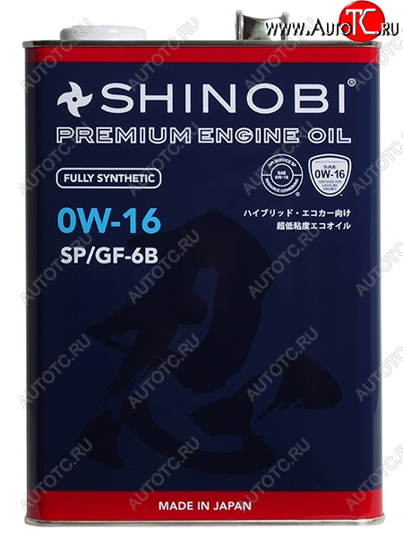 3 399 р. Масло моторное синтетическое SHINOBI SPGF-6B 0W- 16 4L SHINOBI SH0034  с доставкой в г. Майкоп