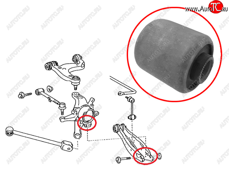 499 р. Сайлентблок Toyota Crown 99-08  Mark II (X110) 00-04  Lexus GS 97-04  IS 98-05  Toyota Altezza 9 SAT ST-42304-30070-U  с доставкой в г. Майкоп