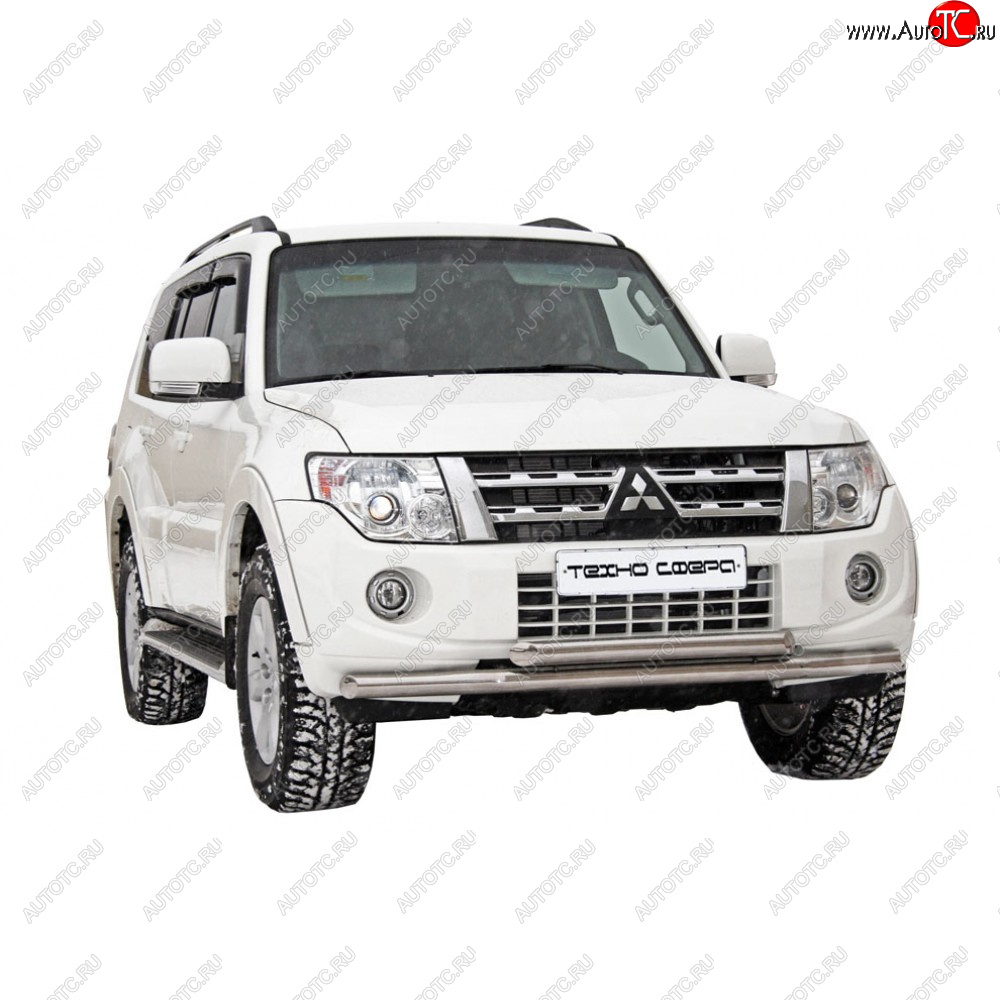 35 699 р. Защита ПЕРЕД. БАМПЕРА «Труба двойная» d63,5 MITSUBISHI Pajero IV НЕРЖ.  1618 н  с доставкой в г. Майкоп
