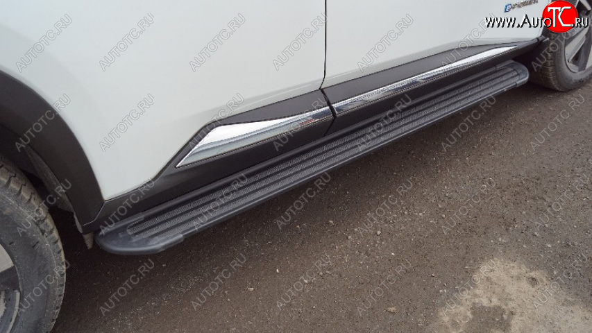 22 999 р. Пороги алюминиевые с пластиковой накладкой ТСС Тюнинг  Nissan X-trail  4 T33 (2021-2025) дорестайлинг (карбон серебро)  с доставкой в г. Майкоп