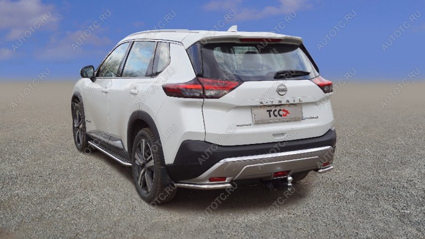 14 549 р. Защита заднего бампера (уголки) d 42,4 мм ТСС Тюнинг  Nissan X-trail  4 T33 (2021-2025) дорестайлинг (нержавейка)  с доставкой в г. Майкоп