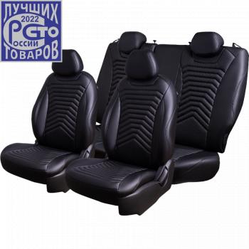 Комплект чехлов для сидений (РЗС 60/40 + подл., 3Г, экокожа) Lord Autofashion БАЙРОН ст ПРЕЗИДЕНТ Chery Tiggo 7 Pro Max  T1E (2022-2025) дорестайлинг, рестайлинг (Черный, вставка черная, строчка черная)