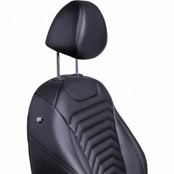 19 399 р. Комплект чехлов для сидений (РЗС 60/40 + подл., 3Г, экокожа) Lord Autofashion БАЙРОН ст ПРЕЗИДЕНТ  Chery Tiggo 7 Pro Max  T1E (2022-2025) дорестайлинг, рестайлинг (Черный, вставка черная, строчка черная)  с доставкой в г. Майкоп. Увеличить фотографию 3