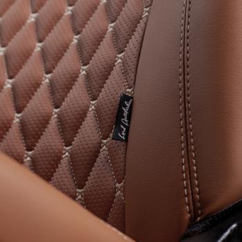 13 399 р. Комплект чехлов для сидений (ЦЗС Орегон) БАЙРОН ст БАЙРОН Lord Autofashion  Лада 2106 (1975-2005) (темно-коричневый, вставка темно-коричневая, строчка бежевая)  с доставкой в г. Майкоп. Увеличить фотографию 8
