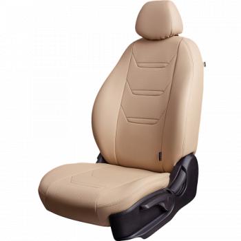 Комплект чехлов для сидений (РЗС 40/60 + подлокот. 3Г Орегон) ТУРИН-2 Lord Autofashion Skoda Rapid ( NH3,  NH1) (2012-2020), Volkswagen Polo  Mk6 (2020-2022) (бежевый, вставка бежевая, строчка бежевая)