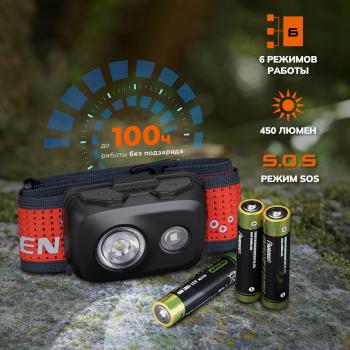 3 589 р. Фонарь налобный FENIX HL16 UltraLight 450 Lumen Black  hl16bk  с доставкой в г. Майкоп. Увеличить фотографию 7