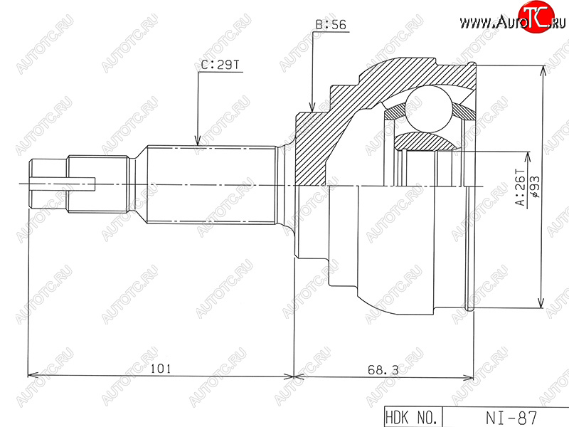 4 199 р. Шрус наружный NISSAN TEANA J32 QR25DE 08-13 HDK NI-087  с доставкой в г. Майкоп