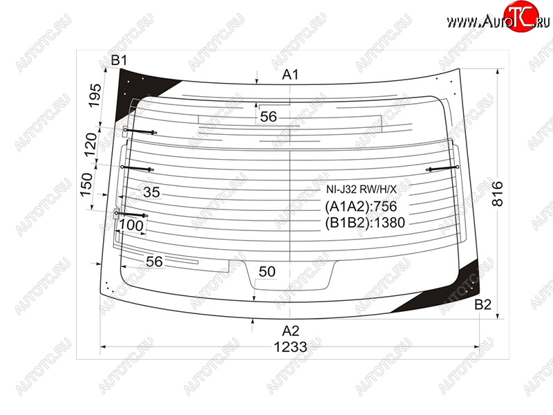 7 599 р. Стекло заднее (Цвет зеленый Обогрев Антенна) Nissan Teana 08-14 XYG NI-J32 RW/H/X  с доставкой в г. Майкоп