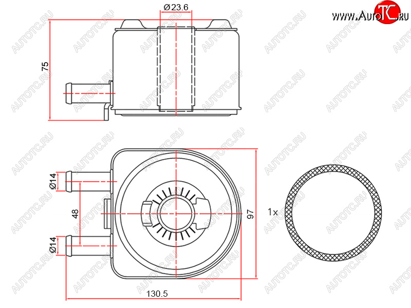 1 499 р. Радиатор масляный CITROEN BERLINGO 96-JUMPER 94-RELAY 02-FIAT DUCATO 94-PEUGEOT 307 00-BOXER 94 SAT ST-1103.H4  с доставкой в г. Майкоп