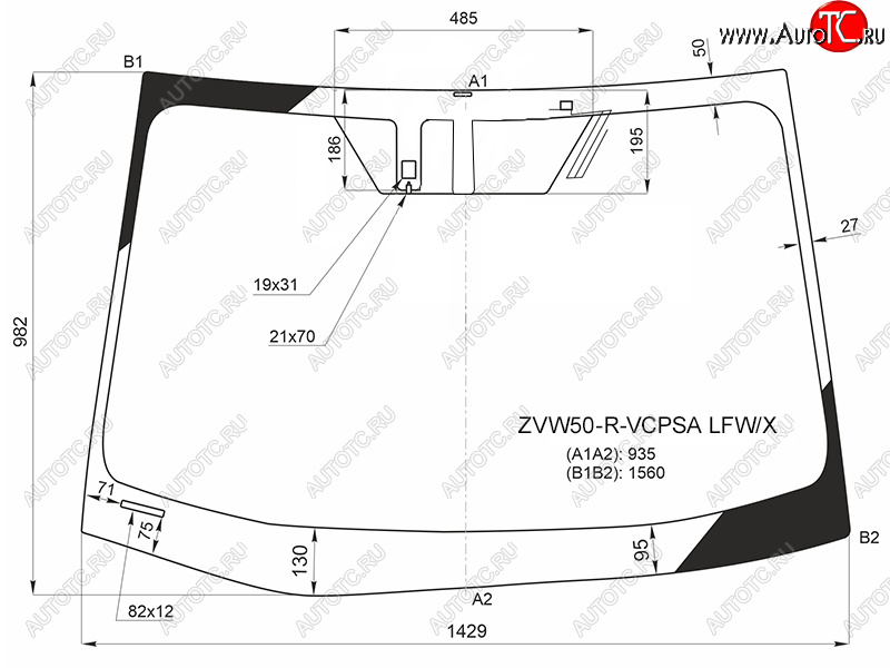 11 199 р. Стекло лобовое (Антенна Датчик дождя) Toyota Prius (ZVW50) 15-23 XYG ZVW50-R-VCPSA LFW/X  с доставкой в г. Майкоп