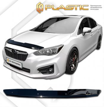 1 839 р. Дефлектор капота (рынок Японии правый руль) CA-Plastic  Subaru Impreza  GK (2016-2020) седан дорестайлинг (серия Classic черный)  с доставкой в г. Майкоп. Увеличить фотографию 2