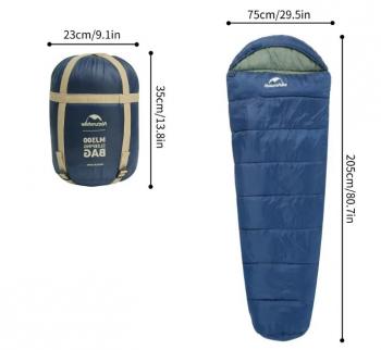 3 019 р. Мешок спальный Naturehike Mummy MJ300, 205х75 см, (правый) (ТК: +4C), синий  cnk2300sd014-nbl  с доставкой в г. Майкоп. Увеличить фотографию 2