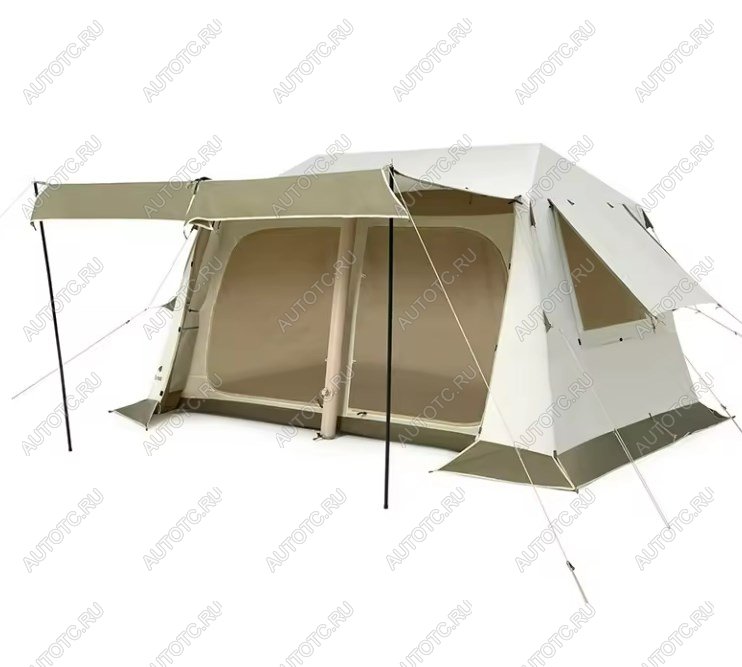 56 329 р. Палатка Naturehike Village 8.5 AIR 4-местная, надувной каркас, бело-коричневая  cnk2300zp019-br  с доставкой в г. Майкоп