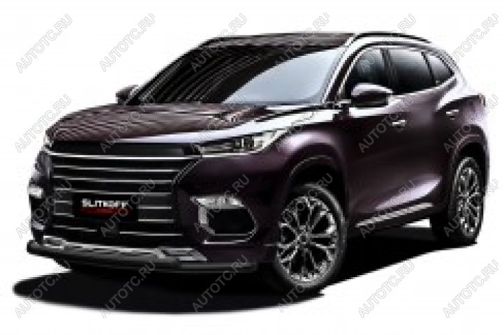 13 899 р. Защита переднего бампера d57+d42 двойная Slitkoff  EXEED TXL (2021-2025) 1-ый рестайлинг (нержавейка с полимерным покрытием в цвет черный)  с доставкой в г. Майкоп