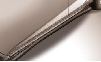 Защита порогов d57 с гибами Slitkoff Chery Tiggo 3 (2014-2020) (нержавейка с полимерным покрытием, цвет черный)
